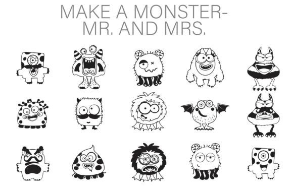 Make-a-monster Mr and Mrs: A Dingbat Font with Heart